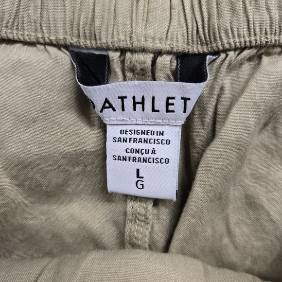 Athleta Paradise Bermuda Activewear Linen Blend Khaki Flax Shorts Size Large - Picture 2 of 10